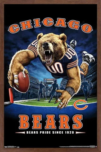 Vista 10 de Trends International NFL Chicago Bears - Póster de pared de End Zone 17, 14.725 x 22.375 pulgadas, versión enmarcada de madera de granero
