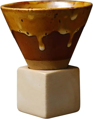 Vista 13 de Taza de café expreso para café caliente, té, cóctel, estilo retro, embudo de cerámica, regalos divertidos para mujeres y hombres (negro)