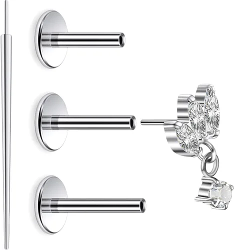 Vista 8 de 20G 18G 16G Astm F136 Titanio Sin Rosca Parte Trasera Plana Aretes Tragus Hélice Concha Joyería de Piercing Nariz Labio Anillos Hélice Frontal