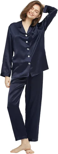 Vista 13 de LilySilk - Conjunto de pijama de seda para mujer, cómoda, de dos piezas, de manga larga, Seda de morera auténtica de 16 momme Verde aguacate