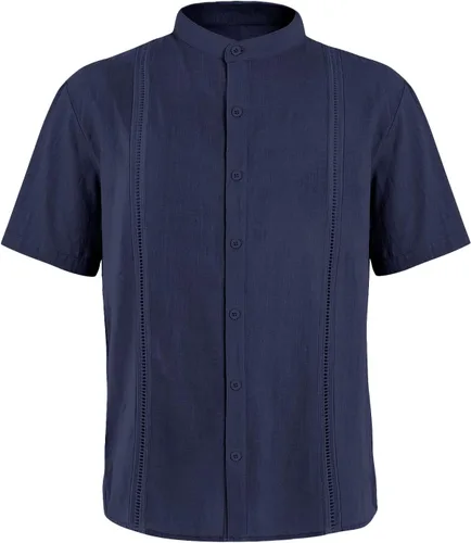 Vista 6 de Ryannology Guayabera - Camisas de lino de manga corta con botones para hombre, estilo casual, playa, campamento cubano, camisa mexicana para hombre
