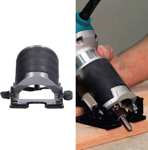 Vista 3 de Recortadora de madera con base de recortadora, base inclinable y base de inmersión, kit de carpintería compacto para enrutador de palma, juego