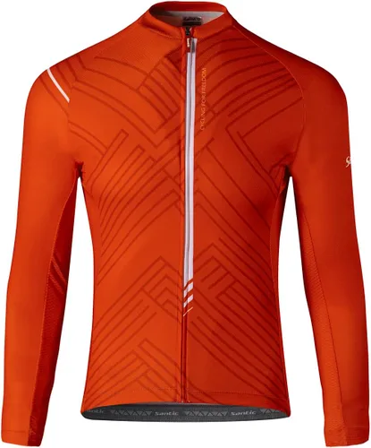 Vista 57 de Santic - Camiseta de ciclismo para hombre, manga larga, reflejante, cremallera completa, con bolsillos