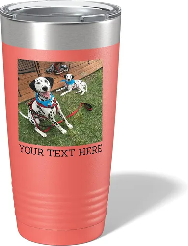 Vista 14 de Vaso personalizado de 20 onzas (17 colores) con foto impresa con aislamiento térmico de acero inoxidable recubierto de polvo con tapa, regalo