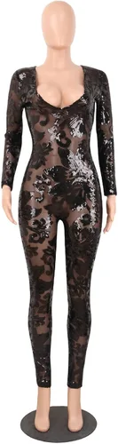 Vista 4 de YOOTIKO Conjunto sexy de 2 piezas para mujer, con lentejuelas y purpurina metálicas, conjunto de top y pantalones