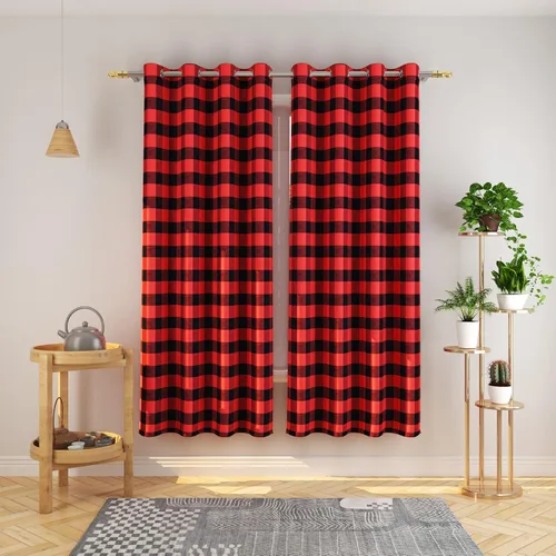 Vista 29 de Cortinas de 24 pulgadas de largo con diseño Buffalo Check Gingham Plaid para ventanas de cocina y baño, tratamiento para ventanas con 2 paneles
