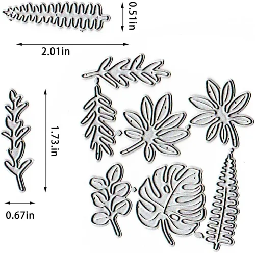 Vista 2 de Troqueles de corte de hojas de metal, troqueles de plantas de flores, plantillas en relieve, molde de plantilla para tarjetas de álbumes de recortes