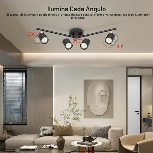 Vista 3 de Ketom Luminarias de Riel de Techo de 4 Luces, Foco LED de Techo Negro GU10, Kit de Luz de Riel Moderno para Cocina Pasillo Sala de Estar