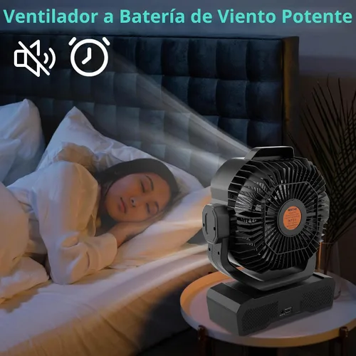 Vista 6 de WESTTREE - Ventilador de 45000 mAh, potente flujo de aire, funciona con pilas, ventilador de exterior para dormitorio, silencioso y oscilante