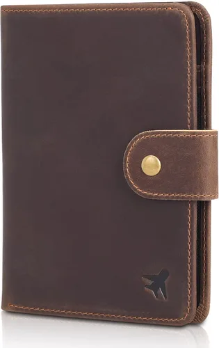 Vista 22 de Polare - Cartera de viaje de piel con bloqueo RFID para hombres y mujeres, Negro -, Cartera con bloqueo RFID