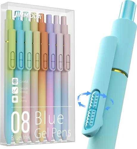 Vista 12 de Paquete de 8 bolígrafos de gel negro, punta media de 0.028 in, bolígrafos de tinta retráctiles de secado rápido para escritura suave, suministros