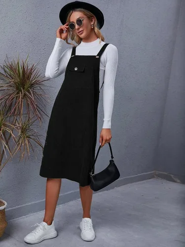 Vista 3 de Floerns Vestido midi de pana sin mangas para mujer