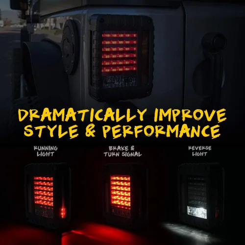 Vista 3 de Luces traseras Xprite con función de señal de giro de freno y luz de reversa, luces LED traseras compatibles con Jeep Wrangler JK JKU 2007-2018