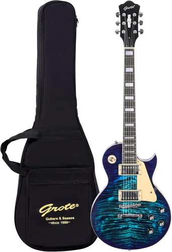 Vista 20 de Grote Guitarra eléctrica de cuerpo sólido LPYS-006 Maple Neck Ideal para todos los niveles con Gigbag (marrón antiguo)