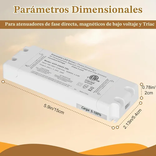 Vista 8 de Controlador LED regulable de 25W, 120V CA a 24V DC transformador