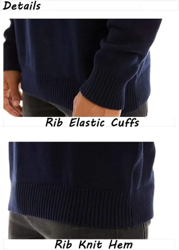 Vista 5 de MAGCOMSEN Suéter de cuello redondo para hombre, sudadera de rayas con bloques de color, suave y térmico