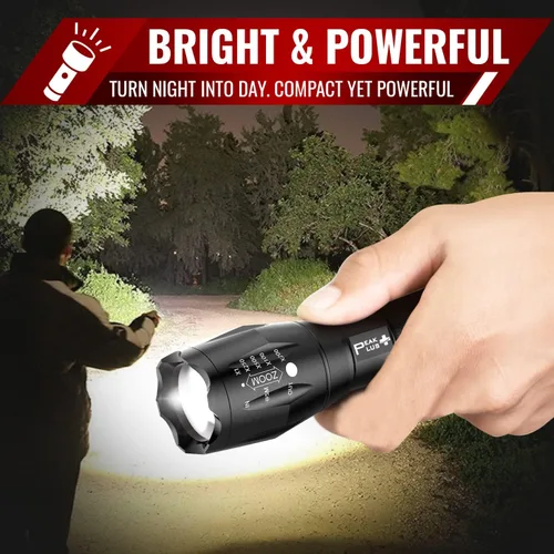 Vista 5 de LFX1050 - Linternas tácticas LED de alto lúmenes, zoomables, 5 modos, linternas LED brillantes para emergencias, campamento, luces LED al aire