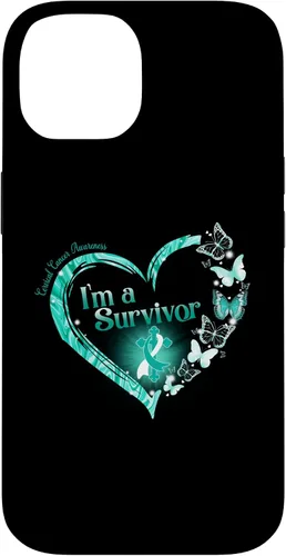 Vista 4 de Teal Ribbon Butterfly Cervical Cancer I'm A Survivor Case for iPhone 17