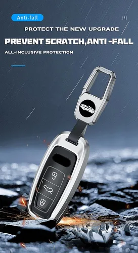 Vista 8 de ontto Carcasa ligera y duradera para llave de automóvil, funda de metal para llave de automóvil, protector de llave de resina compatible con Audi A3