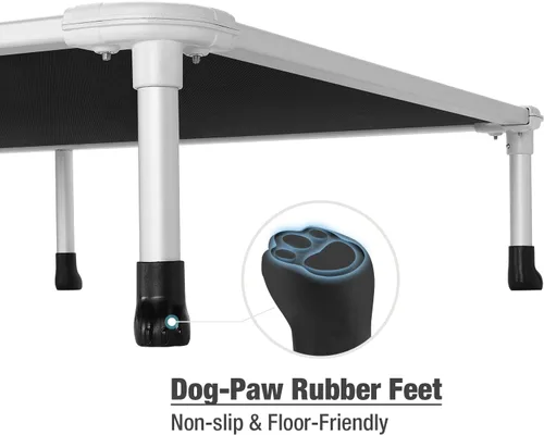 Vista 94 de Veehoo Cama elevada para perros a prueba de mordidas - Cuna elevada refrescante para mascotas - Marco de aluminio plateado y tela de malla