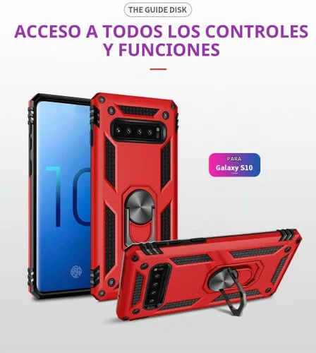 Vista 2 de Funda de grado militar para Samsung Galaxy S10 5G [compatible con S10 5G] Soporte de anillo giratorio de metal con soporte magnético integrado