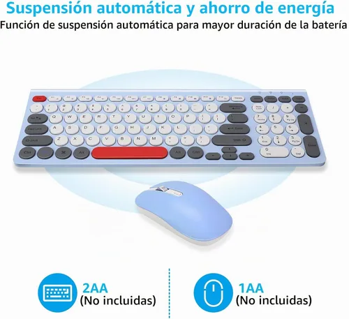 Vista 5 de LeadsaiL Combo de teclado y mouse inalámbricos, mouse USB inalámbrico y teclado de computadora, compacto y silencioso para computadora portátil