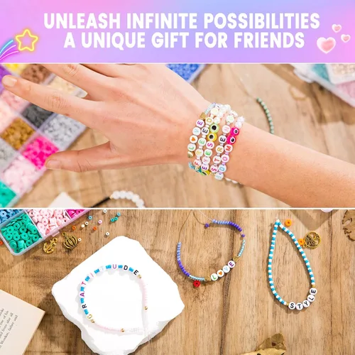 Vista 6 de Goldwise Kit de Pulsera de la Amistad 4 Cajas-13078 Piezas 72 Colores Kits para Hacer Pulseras con Arcilla, Cuentas de Semillas de Vidrio y Cuentas