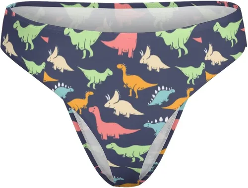 Vista 4 de BAIKUTOUAN Tanga de ropa interior de dinosaurio de colores para mujer, sexy, transpirable, espalda en T