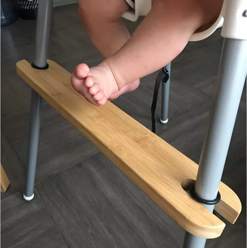 Vista 7 de Reposapiés para silla alta, reposapiés de madera de bambú natural compatible con accesorios para sillas altas IKEA Antilop, reposapiés ajustable