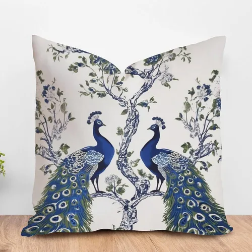 Vista 19 de ArogGeld Fundas de almohada de antílope blanco y flor azul de granja de acuarela animal azul ciervos blancos de lino blanco funda de almohada