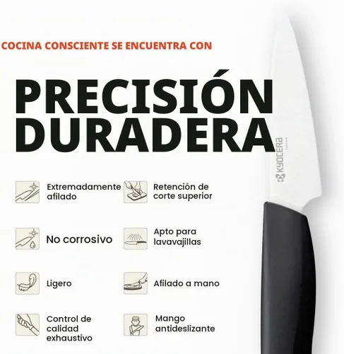Vista 4 de Kyocera Advanced Series, cuchillo de pelar de cerámica, hoja blanca de 3 pulgadas, Negro