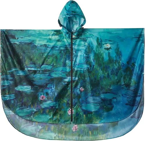 Vista 3 de SaphiRose - Poncho de lluvia con capucha y bolsillos para adultos