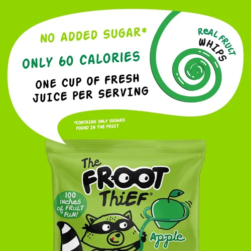Vista 4 de THE FROOT Thief Golosinas de fruta real, sin frutos secos, perfectas para almuerzos escolares, bolsas individuales para niños, manzana, paquete de 5