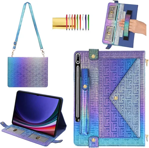 Vista 43 de Bolso Funda para Samsung Galaxy Tab S10 FE/S9 FE 10.9"/S9/S8/S7 11", Techcircle Folio con Soporte Cruzado, Billetera con Ranura para Lápiz S Pen