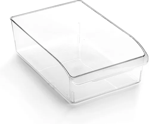 Vista 7 de BINO Contenedores de almacenamiento de plástico, grandes THE CURVE COLLECTION Organizador multiusos para refrigerador/congelador Asa