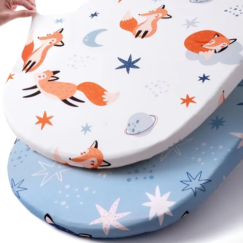 Vista 9 de Pack n Play Sheets BROLEX - Juego de 2 sábanas para cuna, juego de sábanas elásticas y portátiles para cuna, funda de colchón convertible