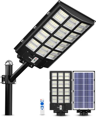 Vista 13 de Ofuray Of-800W Luces solares de calle para exteriores, 80000 lm, luces solares de seguridad de inundación, luces de estacionamiento, del atardecer