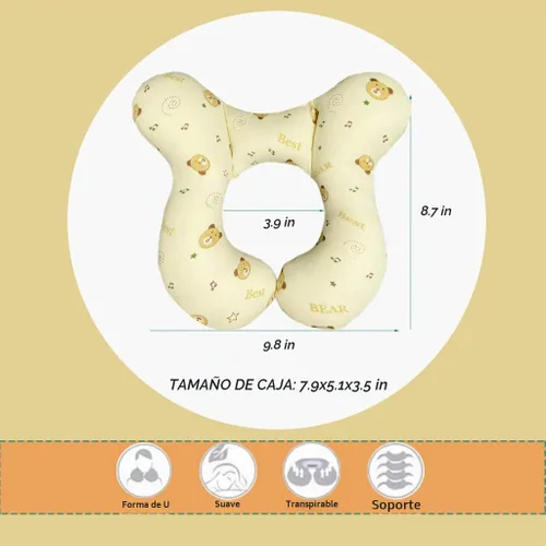 Vista 4 de Almohada para reposacabezas de bebé para cochecito de bebé, almohadas de apoyo para el cuello de dibujos animados para bebés, cojín de protección
