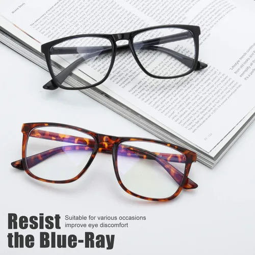 Vista 3 de The Fresh Gafas de bloqueo de luz azul, marco rectangular, anti rayos azules, gafas de juego de computadora para adolescentes, hombres y mujeres