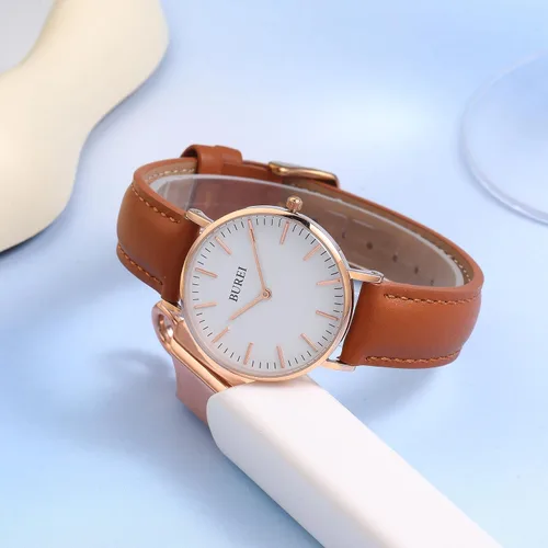 Vista 4 de BUREI Reloj de malla de acero inoxidable dorado para mujer, analógico, de cuarzo, impermeable, delicado reloj de pulsera para mujer, regalos