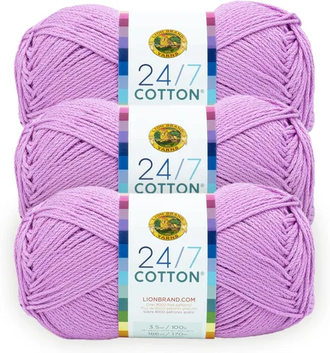 Vista 106 de Lion Brand Yarn - Hilo ligero 24/7 de algodón para tejer, hacer ganchillo y manualidades, Ámbar, paquete de 1 Light Worsted 100% Mercerized Cotton