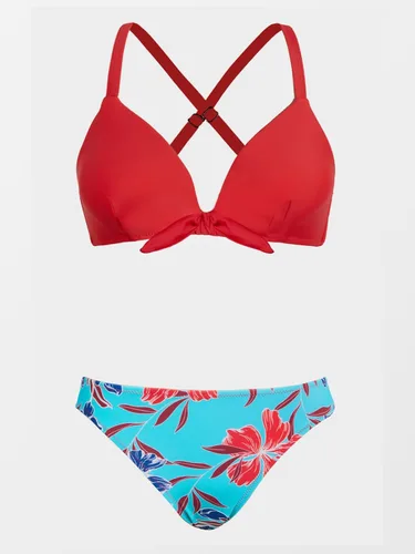Vista 69 de CUPSHE - Conjunto de bikini de dos piezas para mujer, estampado floral y detalle de nudo de conejo
