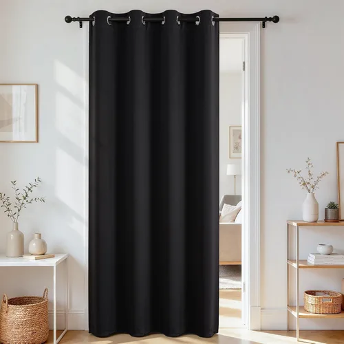 Vista 22 de Joydeco Cortina opaca para puerta de privacidad de 78 pulgadas de largo, cortina de armario con ojales para armario abierto, divisor de habitación