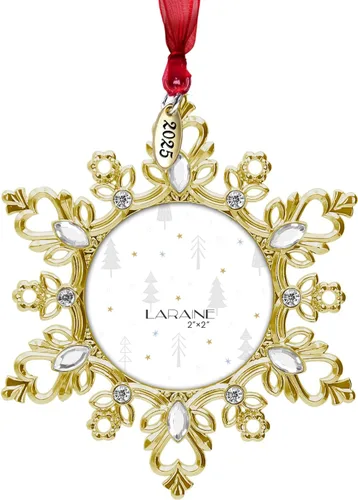 Vista 12 de Adornos de árbol de Navidad Laraine – Juego de 3 piezas colgantes decorativos, regalo de recuerdo navideño 2025, colgante con inserto de marco