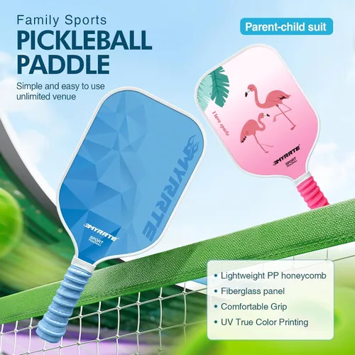 Vista 2 de Juego de 2 palas de pickleball de fibra de vidrio, con núcleo de panal ligero, control inigualable