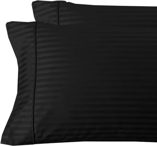 Vista 27 de sheetsnthings Juego de 2 fundas de almohada estándar de 300 hilos beige a rayas, tamaño Queen