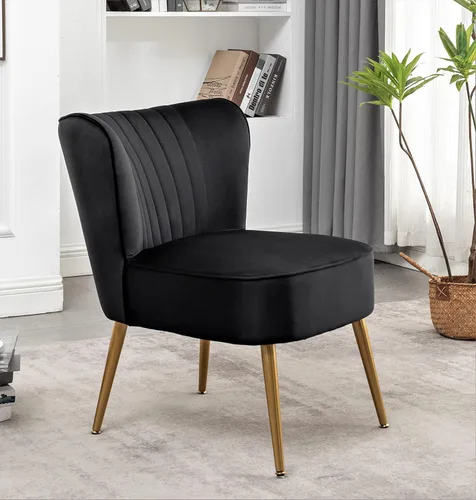 Vista 19 de Container Furniture Direct Silla moderna de terciopelo para sala de estar, dormitorio o entrada, diseño elegante y cómodo sin brazos con patas