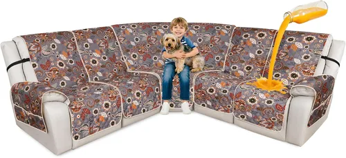 Vista 12 de ALIECOM Fundas de sofá modular reclinable en forma de L, 100% impermeables, fundas para sofá seccional, fundas lavables con estampado, protector
