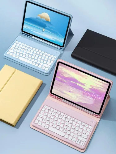 Vista 3 de Funda de teclado para Galaxy Tab S6 Lite de 10.4 pulgadas modelo 2022 (SM-P610/P615), funda delgada de cuero tipo folio, teclado inalámbrico