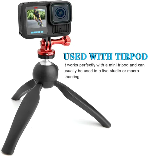 Vista 5 de Adaptador de trípode de aluminio - Perno - Adaptador para montaje monopie con tornillo de mariposa CNC de aluminio compatible con Gopro Hero 13 12